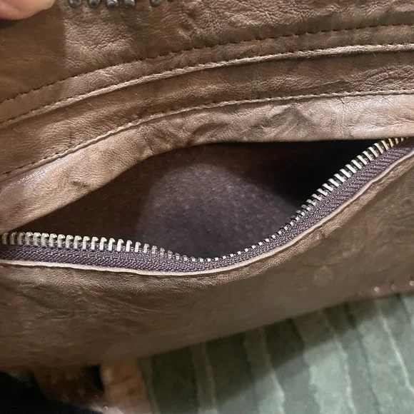 Christiansen Vintage Studded Leather Crossbody Brown Bag Bohemian 70' Hippie - Picture 5 of 13